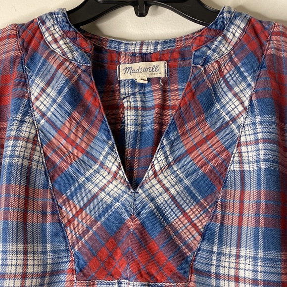 Indigo-Dyed Popover Shirt in Casey Plaid - Size:M - Picture 5 of 10